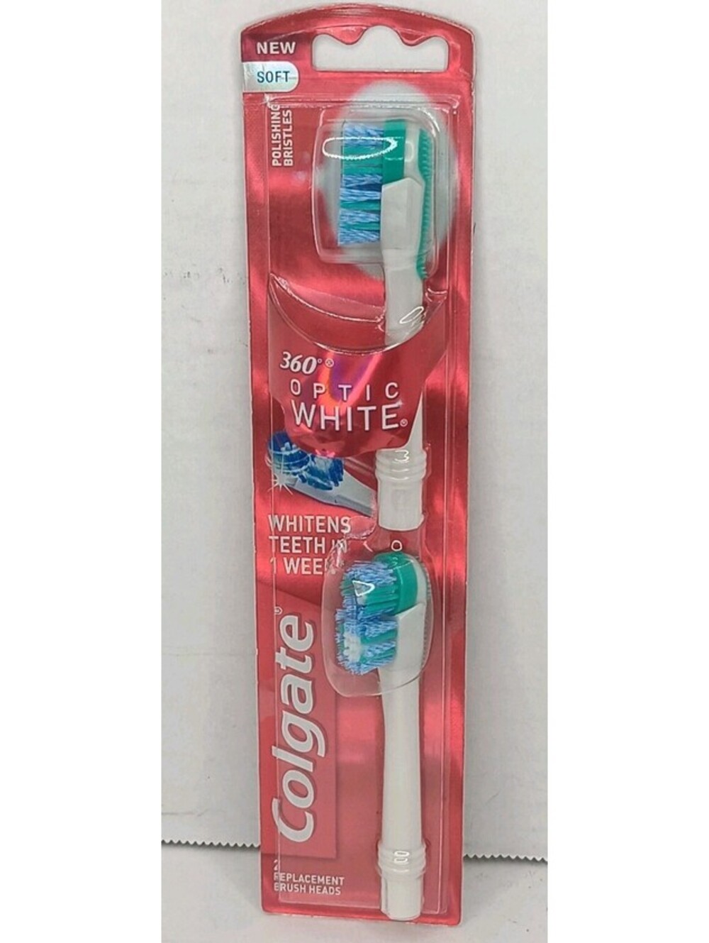 Colgate 360° Degree Optic White Replacement Brush Heads Soft Polishing Bristle